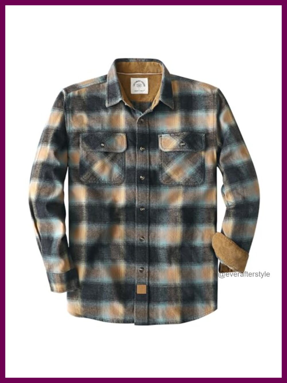 Flannel Shirt Men Plaid Cotton Brushed Button-Down Long Sleeve Casual